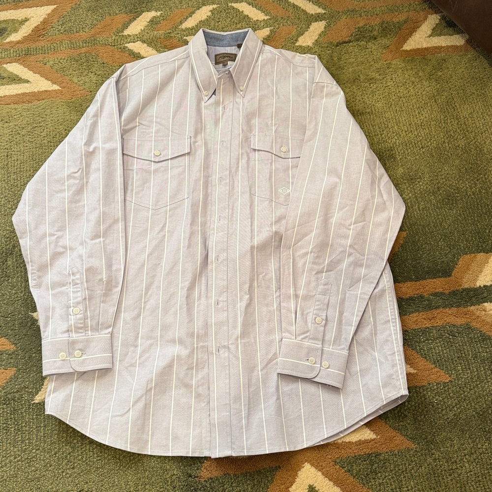 Roper Men's XLT Western Shirt‎ Gray Long Sleeve Button READ